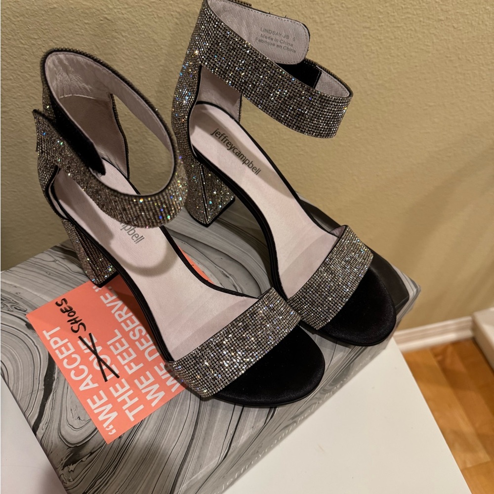 Jeffrey Campbell Glittering Black and Silver Heels